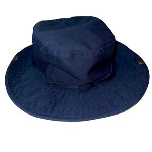 Navy Blue Cotton Boonie Hat Ventilated Sun Beach Fishing Hiking Outdoors Bucket
